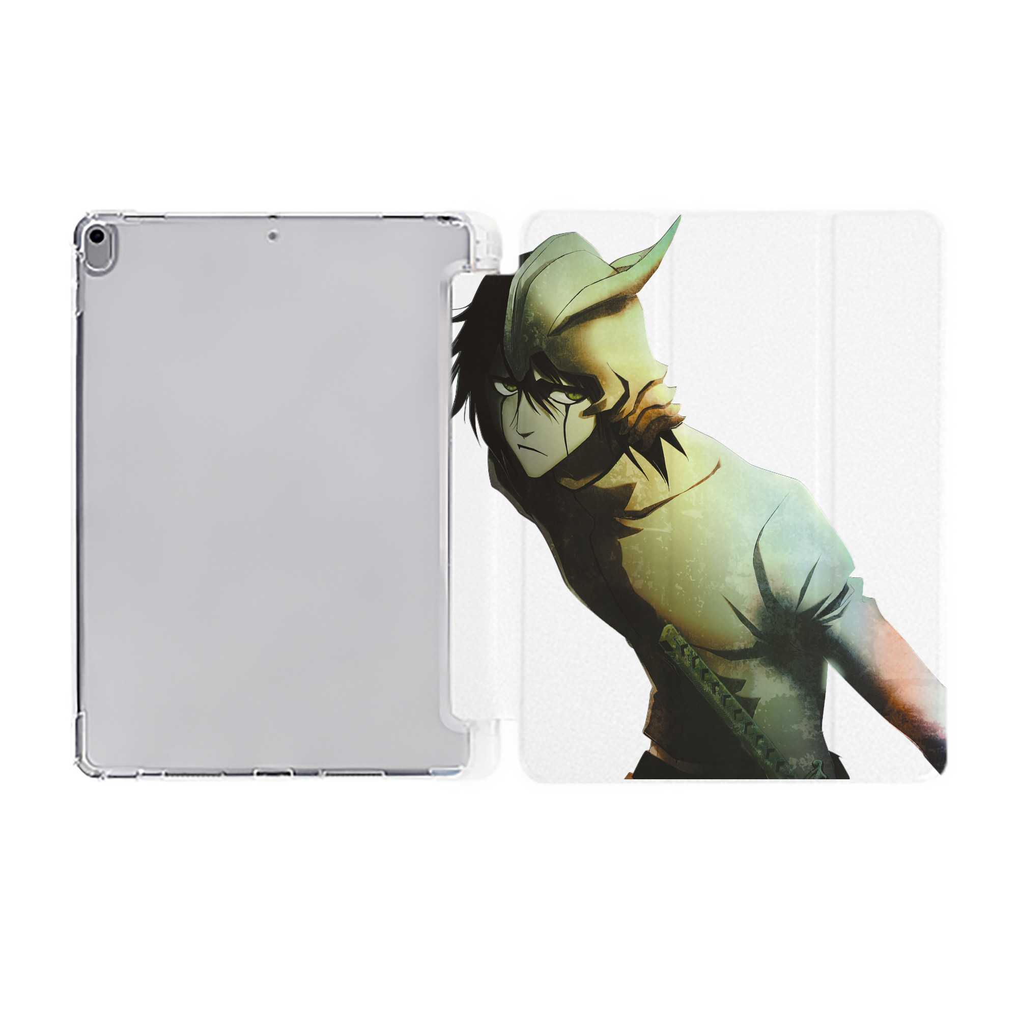 （画像用） ブリーチ ウルキオラ·シファー BLEACH Ulquiorra cifer IPad ケース ペン収納付き 三つ折りスタンド PUレザー×シリコン 対応機種9.5/10.5/10.9インチ